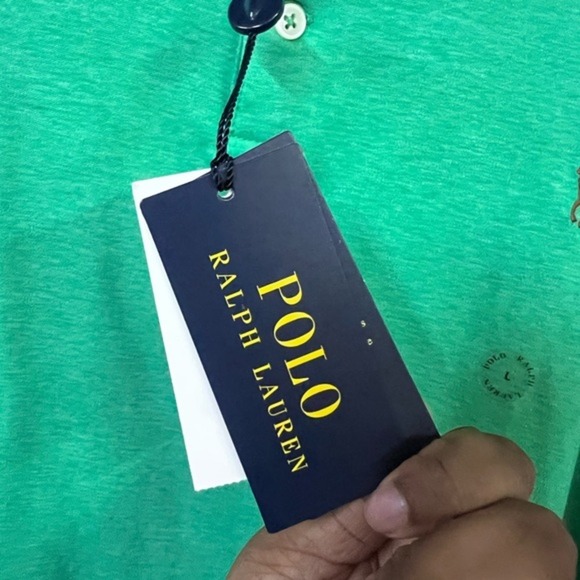 Polo Ralph Lauren Men's Green Custom Slim Fit Polo Shirt Iconic Pony Logo Size L - Picture 6 of 7